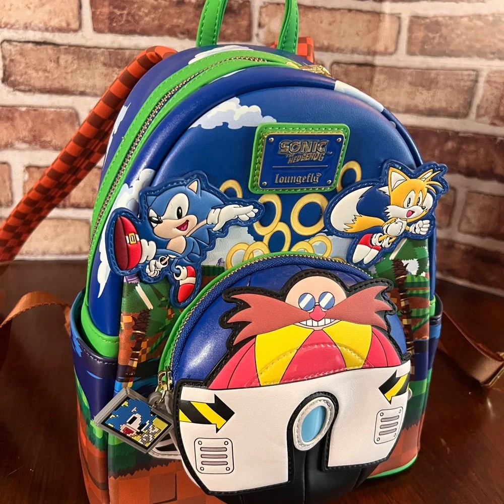 Loungefly Sonic the Hedgehog Blue, Green & Yellow Kids Mini Backpack